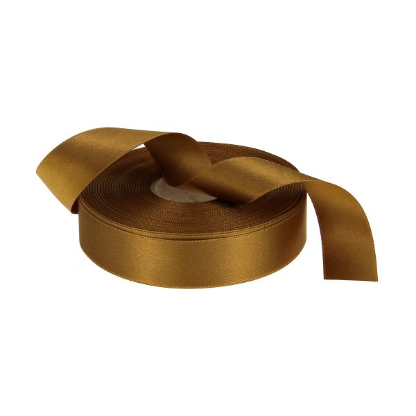 Double-sided satin ribbon luxurious made in France for packaging and decoration, Ribbon ochre-coloured, large satin ribbon, large satin ribbon ochre-coloured