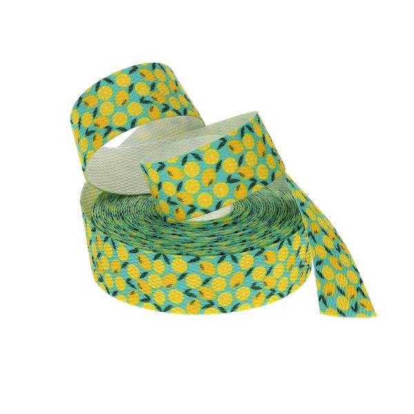 Sangle sublimé avec des citrons fabriqué en France pour le packaging et la décoration, Sangle résistante, Idées de sangle personnalisée
